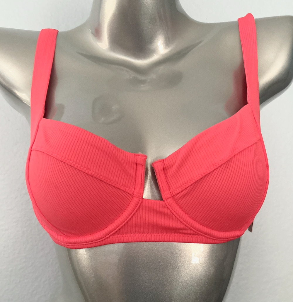 Victoria's Secret Nwt Full Coverage Coral Blaze Rib Unlined Bikini Swim Top